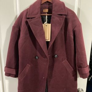 NWT pol burgundy drop shoulder overcoat
